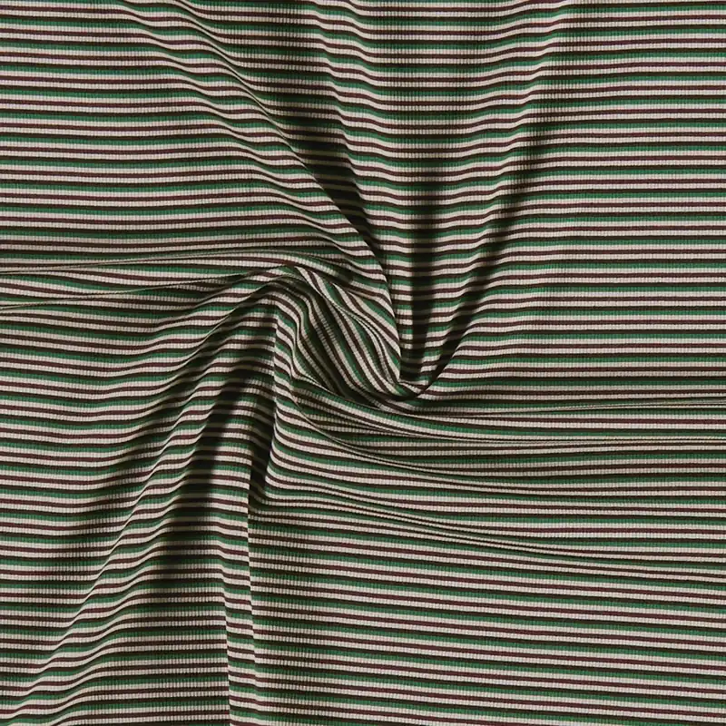 2x2 Rippstoff mit Baumwolle, grün/braun/offwhite gestreift Letzte Chance