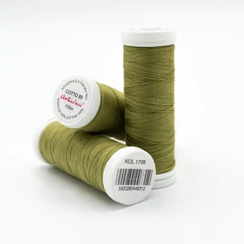 Baumwollfaden Ariadna COTTO 80 Farbe 1705 oliv 170m Solange Der Vorrat Reicht