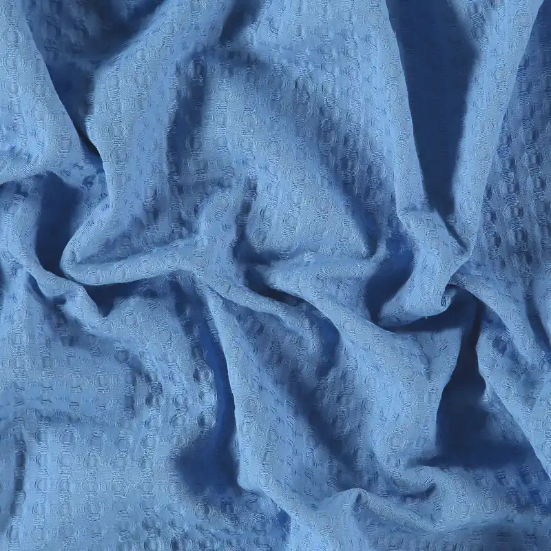 100% Baumwolljacquard mit Struktur (Waffelpique), kobaltblau Abverkauf