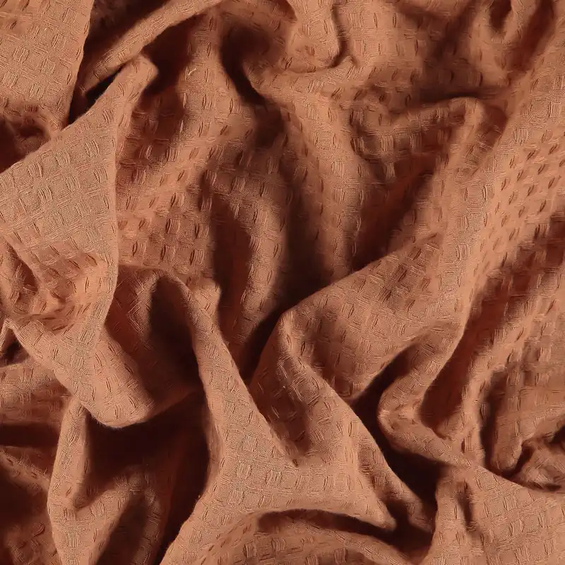100% Baumwolljacquard mit Struktur (Waffelpique), terracotta Sonderangebot
