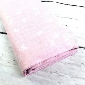 3 m breite Baumwolle für Bettwäsche Madapolam WEIßE Schmetterlinge auf ROSA Letzte Chance