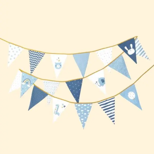 *REST* 1 Baumwoll Popelin Panel - Wimpelkette - Baby Boy Knallerangebot