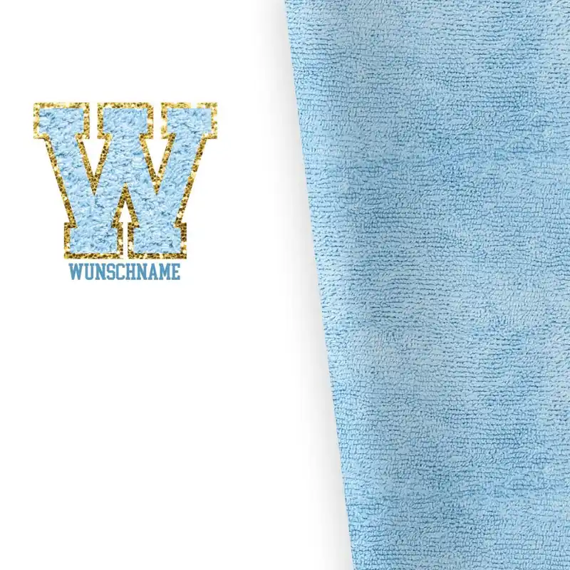 (XL) PANEL + Kombistoff Wunschname "Blau", Jersey Solange Der Vorrat Reicht