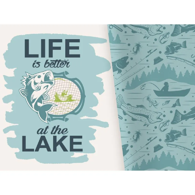 XXL Panel + Kombistoff Gone Fishing, Life is Better..., Jersey Expressversand