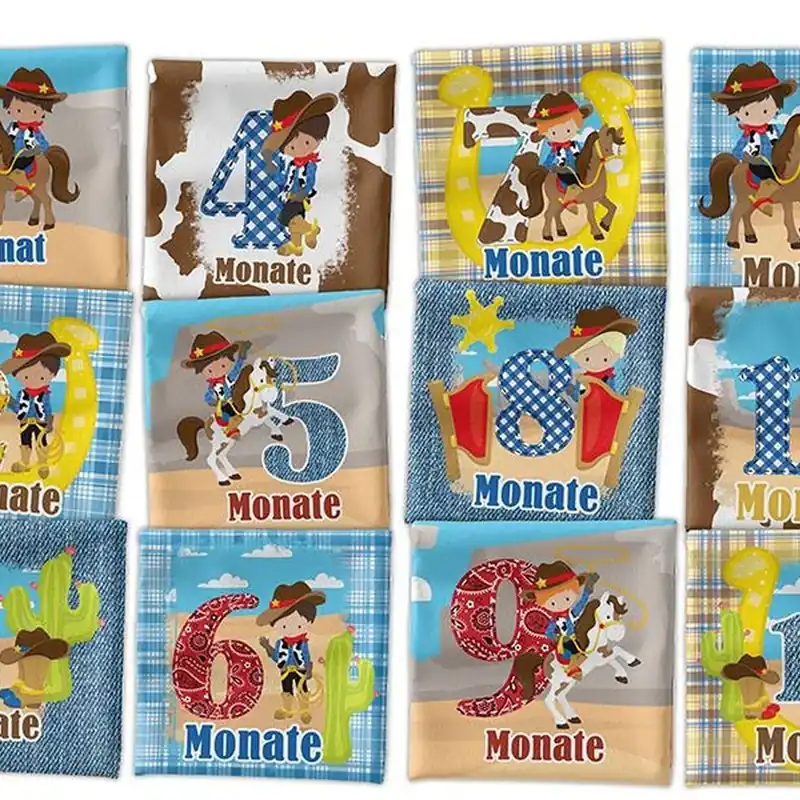 *SET* Bio-Jersey MONATS- Panel 1-12 Monate, Cowboy Handgefertigt