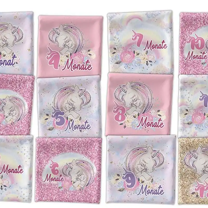 *SET* Bio-Jersey MONATS- Panel 1-12 Monate, Einhorn Schnäppchen