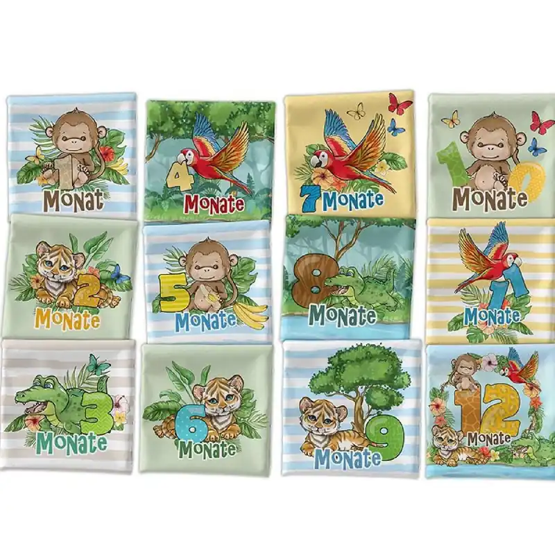 *SET* Bio-Jersey MONATS- Panel 1-12 Monate, Im Regenwald Angebot