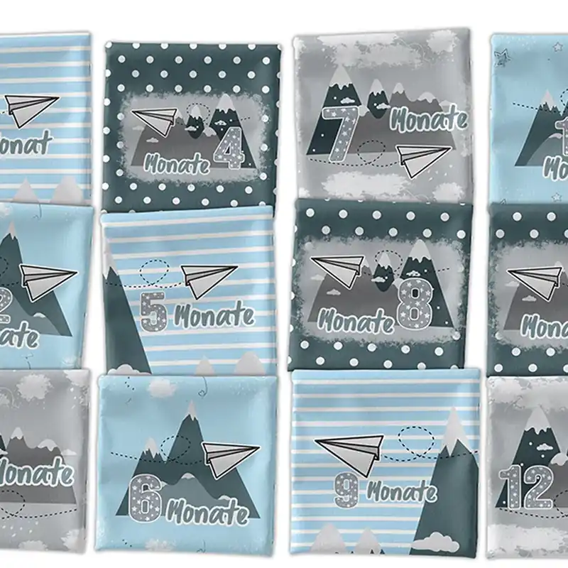 *SET* Bio-Jersey MONATS- Panel 1-12 Monate, Papierflieger Ausverkauf